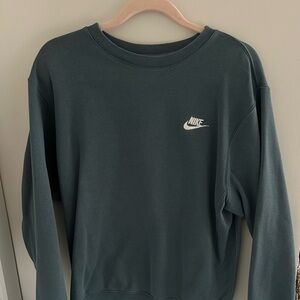 dark aqua blue oversized nike crewneck